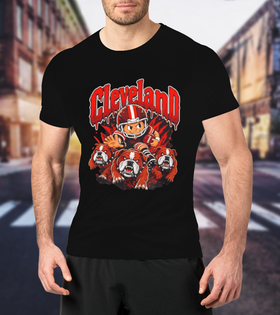 Cleveland Browns Bulldog Football Cartoon Vintage Style 2026 T-Shirt