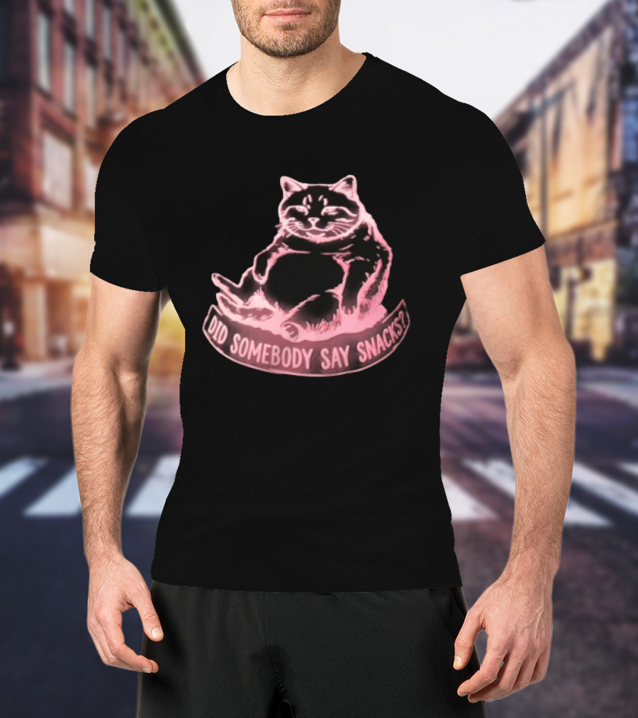Did Somebody Say Snacks Fat Cat Neon Sitting T-Shirt