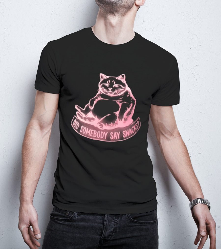 Did Somebody Say Snacks Fat Cat Neon Sitting T-Shirt