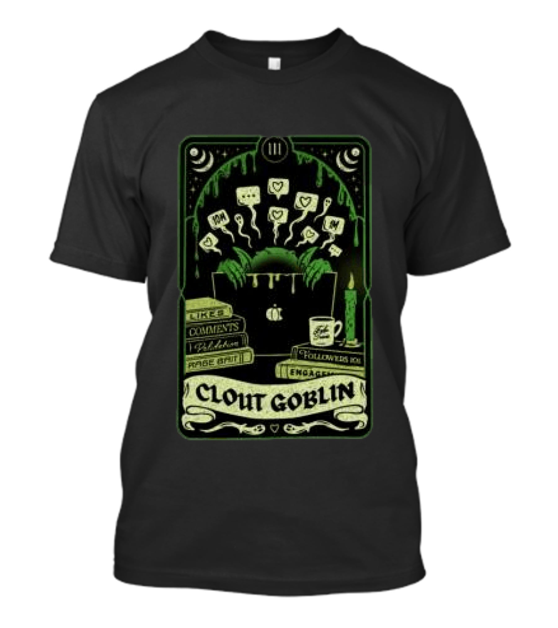 Do We Know Them Clout Goblin Tarot Card Style Social Media Icons And Keywords T-Shirt