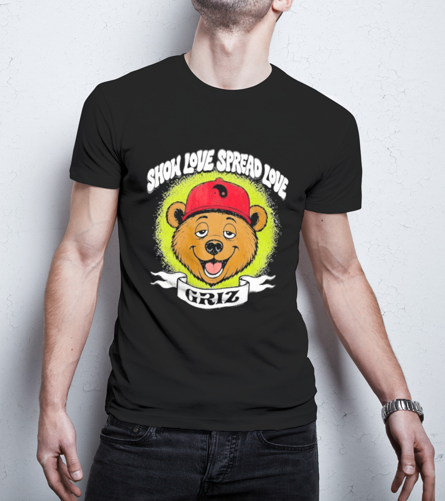Griz Show Love Spread Love 1990's Bear Hat T-Shirt