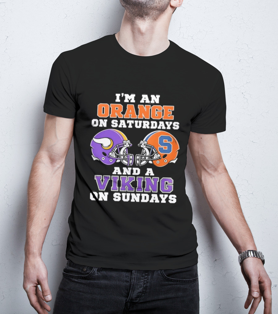 I'm An Orange On Saturdays And A Viking On Sundays Football Helmets T-Shirt