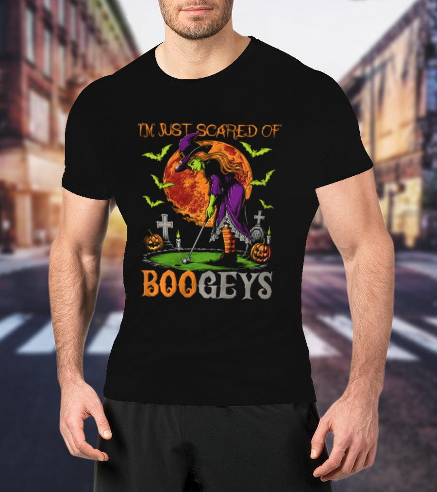 I'm Just Scared Of Bogeys Halloween Golf Witch Graveyard T-Shirt