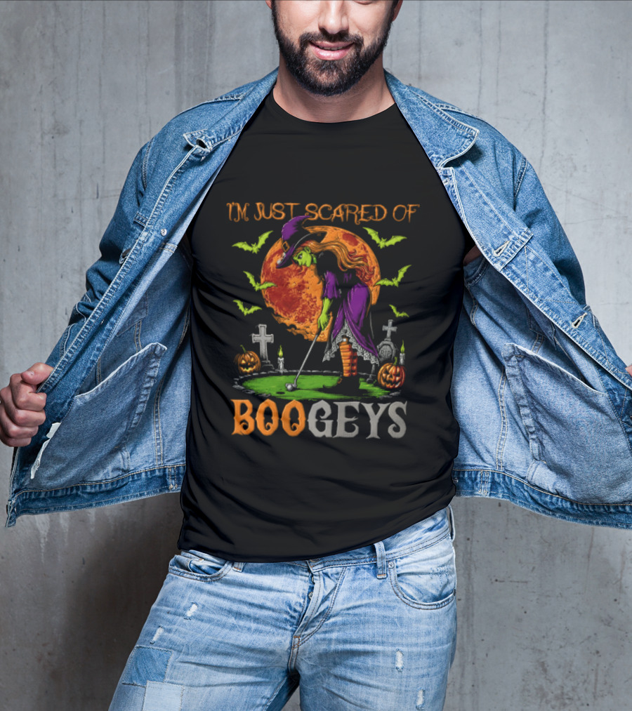 I'm Just Scared Of Bogeys Halloween Golf Witch Graveyard T-Shirt