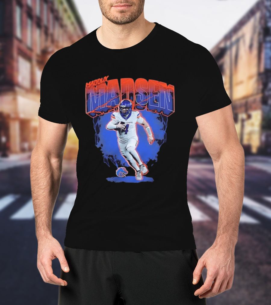 Boise State Broncos Maddux Madsen Lightning Collage NCAA Football T-Shirt