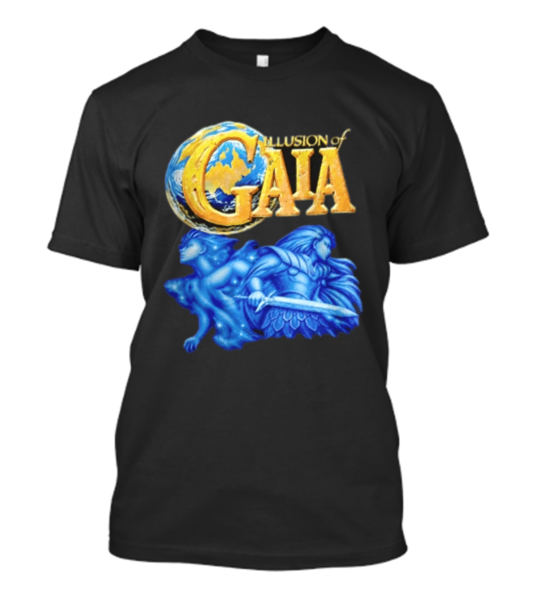 Illusion Of Gaia Earth Globe Blue Figures Sword T-Shirt
