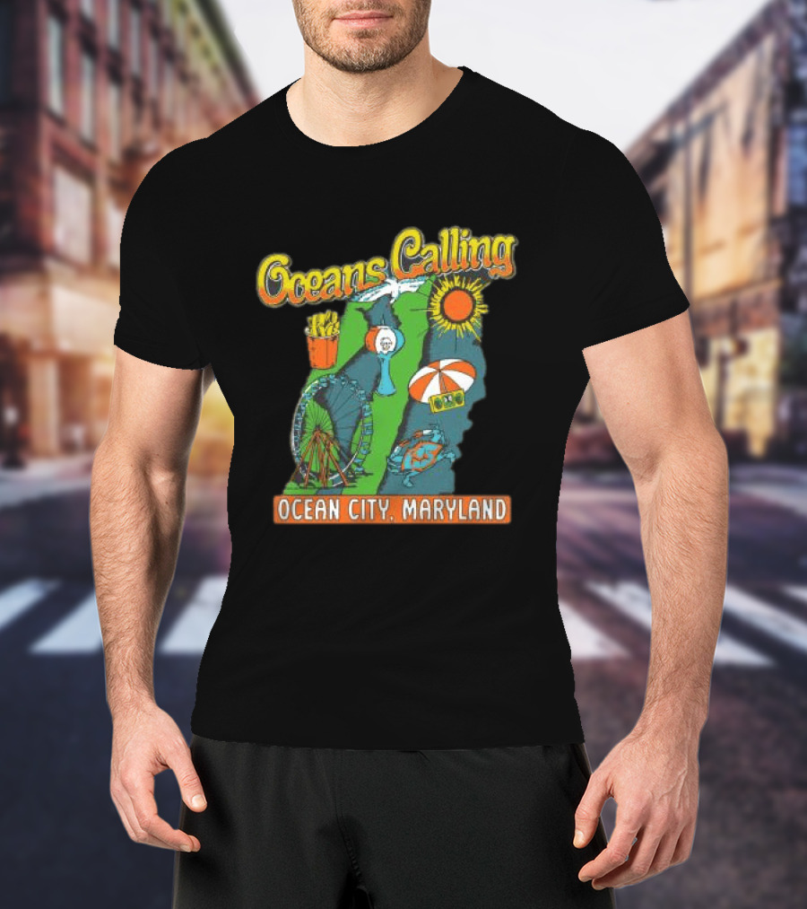 Oceans Calling Ocean City Maryland Festival Map Lineup T-Shirt