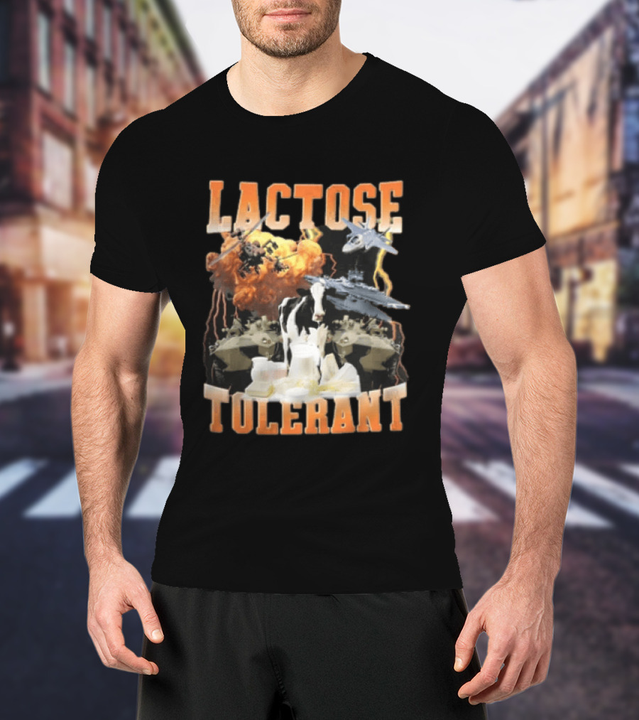 Lactose Tolerant Cow With Military Vehicles And Explosions T-Shirt