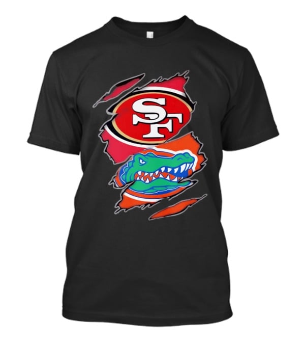 San Francisco 49ers SF Florida Gators Alligator Torn Fabric Football NFL NCAA T-Shirt