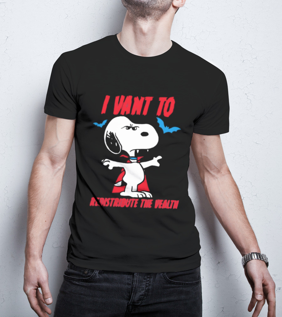 Snoopy I Vant To Redistribute The Wealth Vampire Cape And Bats T-Shirt