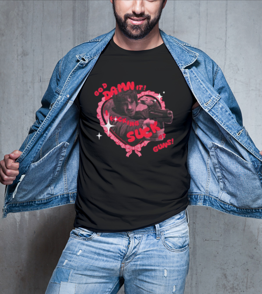 God Damn It I Suck At Guns Heart Ribbon T-Shirt