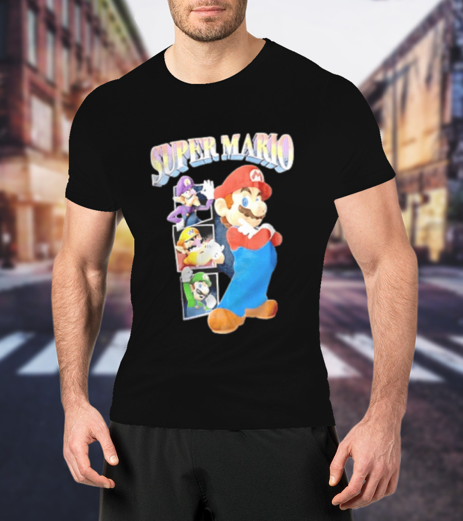 Super Mario With Luigi Wario And Waluigi Characters T-Shirt