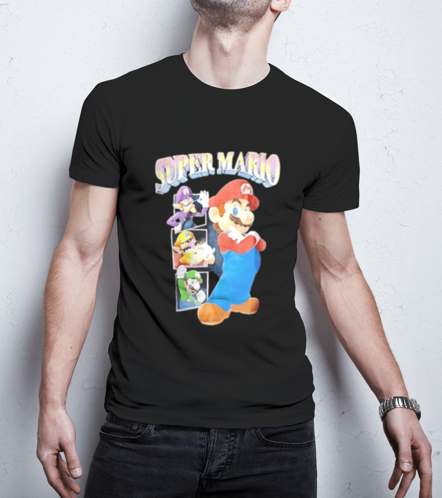 Super Mario With Luigi Wario And Waluigi Characters T-Shirt