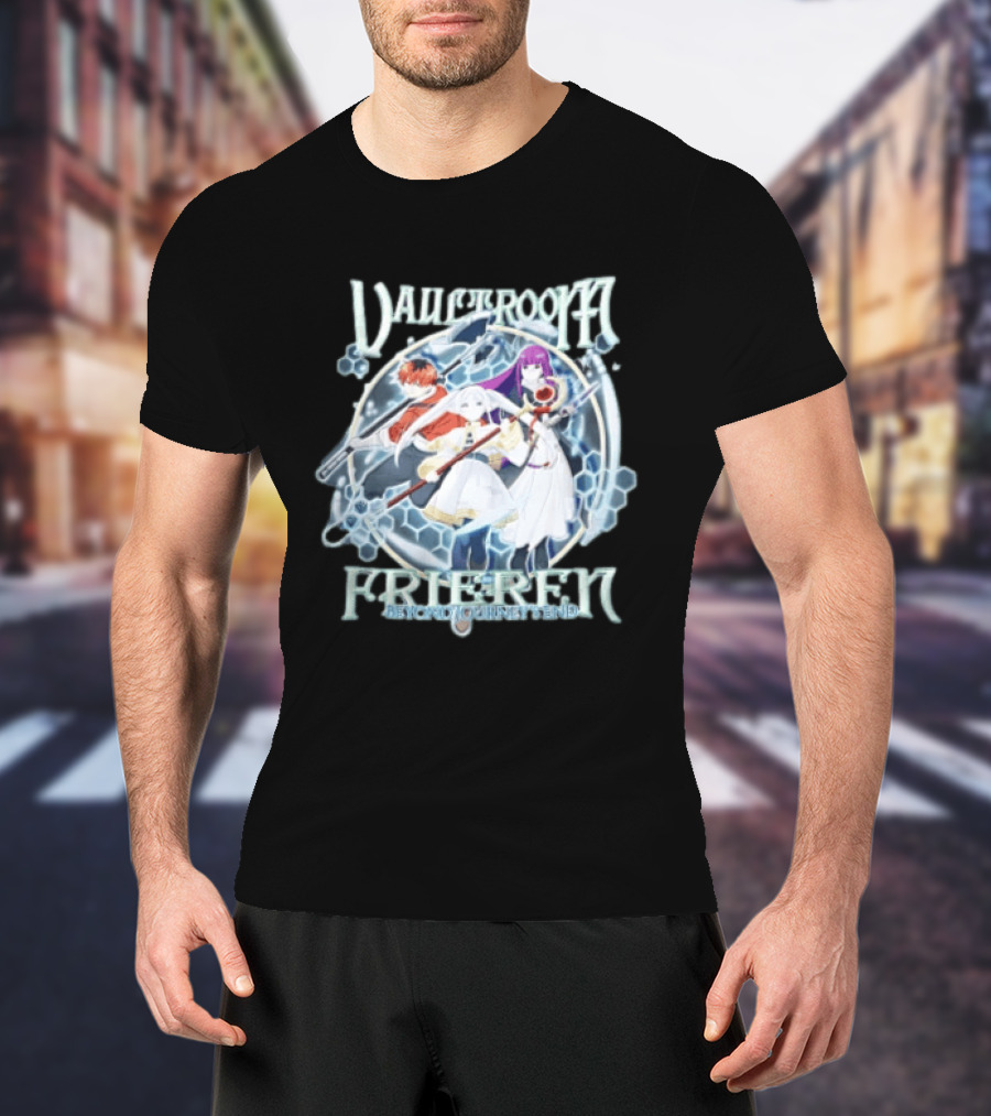 Vaultroom Frieren Beyond Journey's End Anime Characters With Magical Weapons T-Shirt