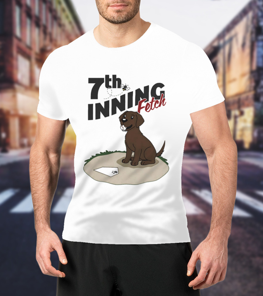 7th Inning Fetch Chocolate Lab Baseball Puppy T-Shirt
