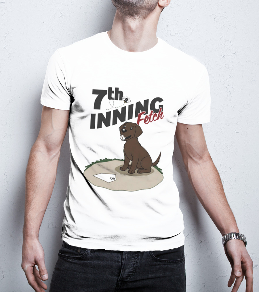 7th Inning Fetch Chocolate Lab Baseball Puppy T-Shirt