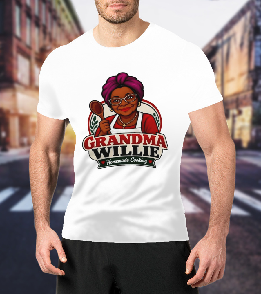 Grandma Willie Homemade Cooking Kitchen Apron Vector T-Shirt