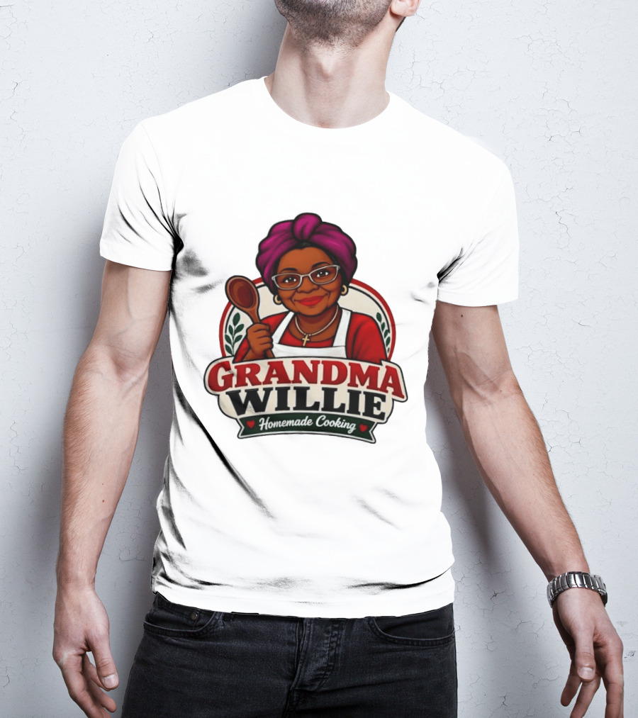 Grandma Willie Homemade Cooking Kitchen Apron Vector T-Shirt