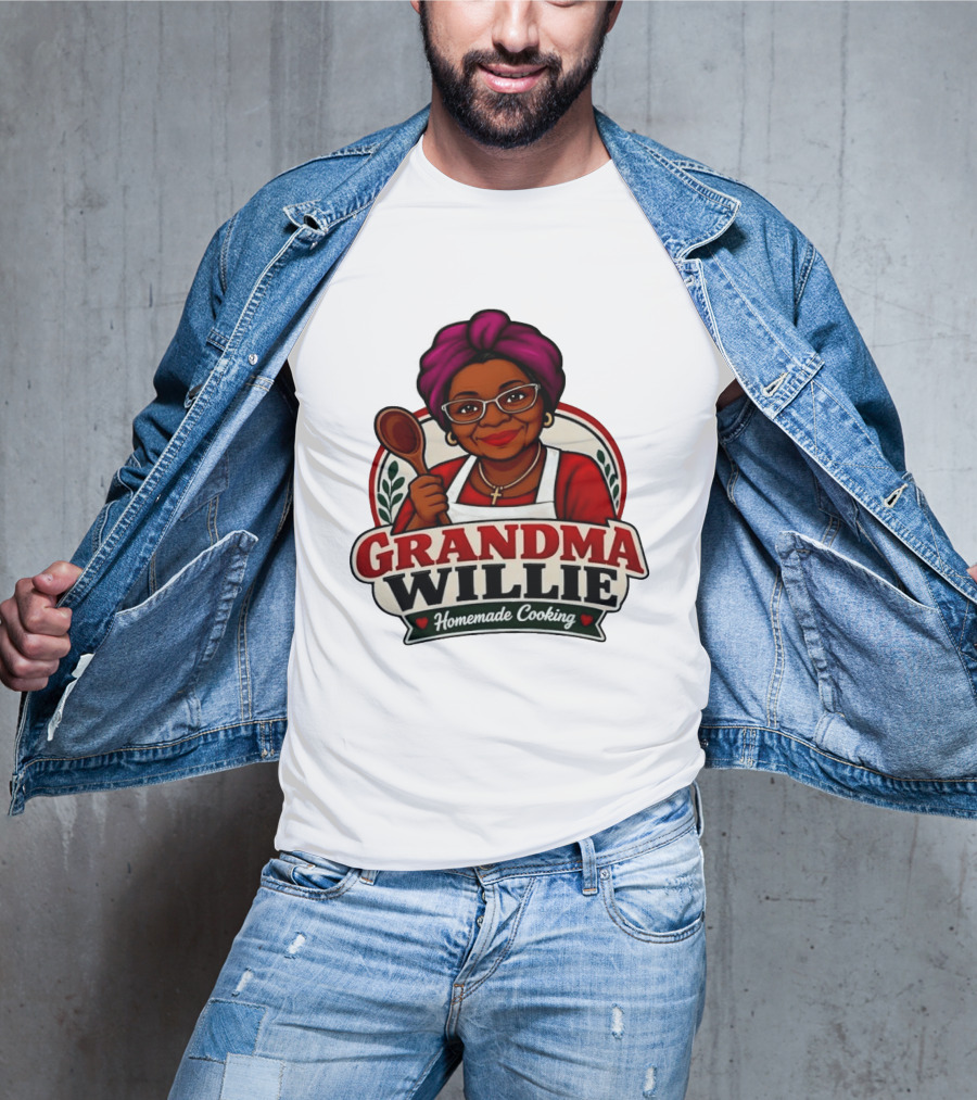 Grandma Willie Homemade Cooking Kitchen Apron Vector T-Shirt