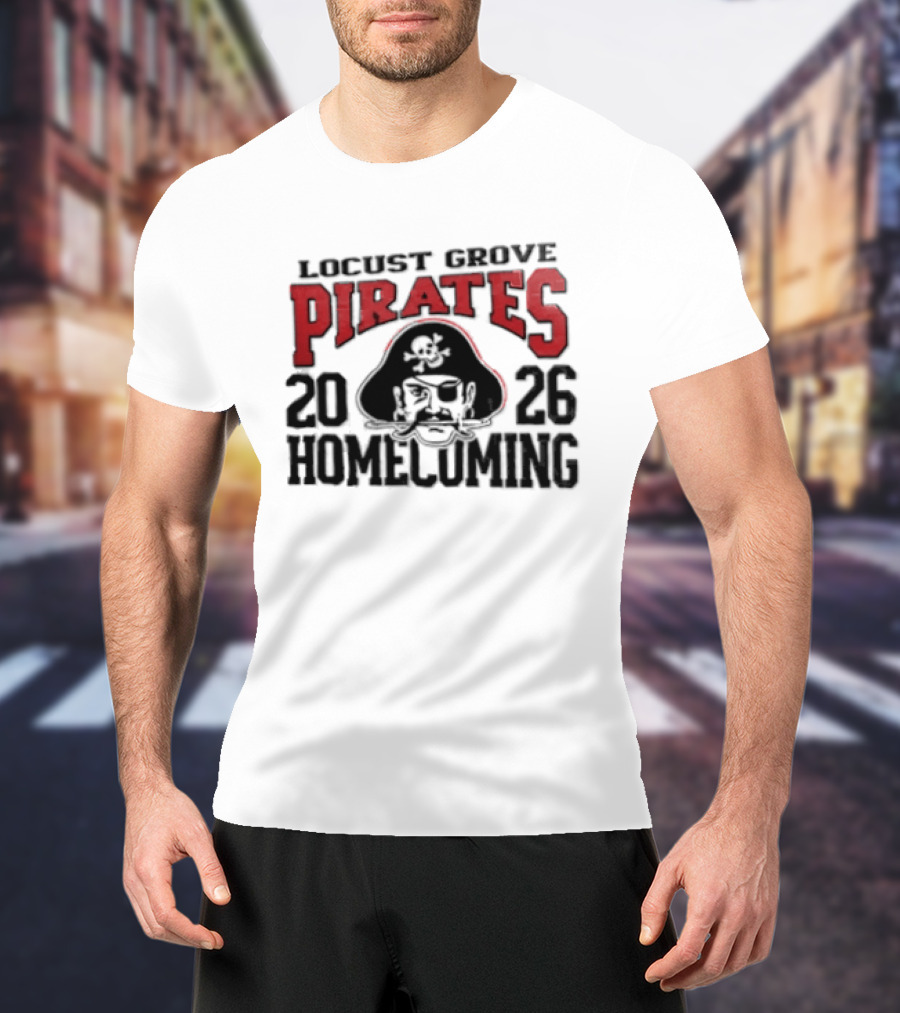 Locust Grove Pirates 2026 Homecoming Pirate Skull Eyepatch Sword T-Shirt