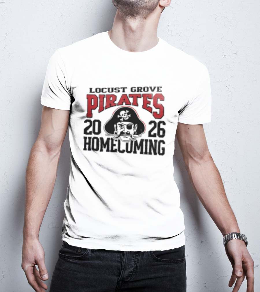 Locust Grove Pirates 2026 Homecoming Pirate Skull Eyepatch Sword T-Shirt