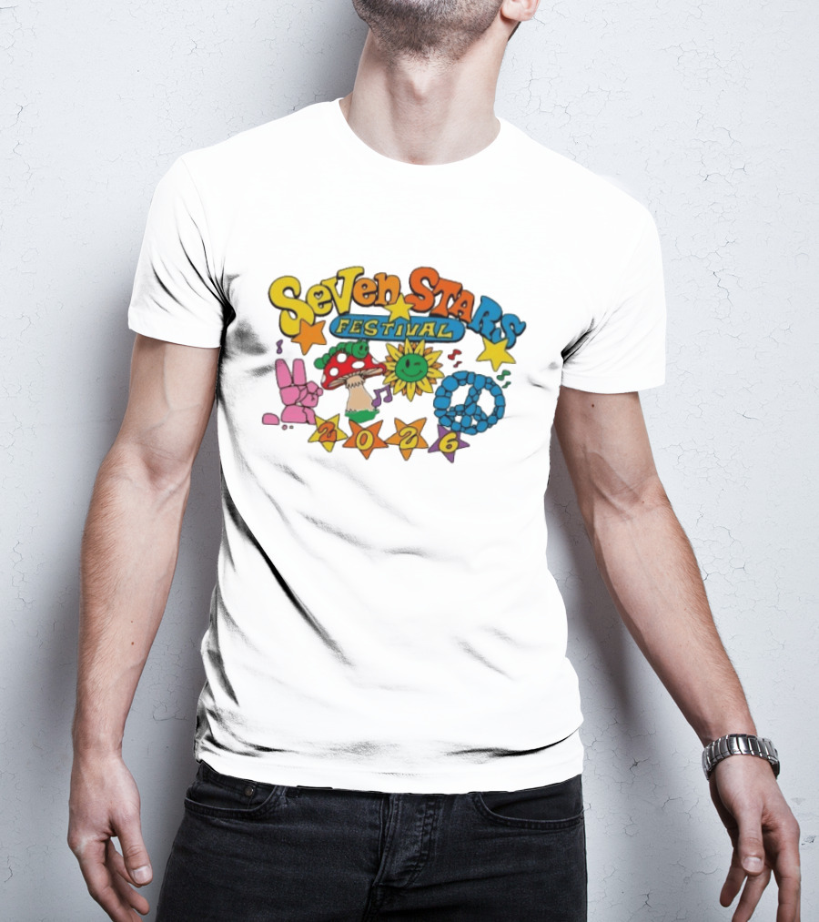 Seven Stars Festival 2026 Peace Mushroom Sun Music T-Shirt