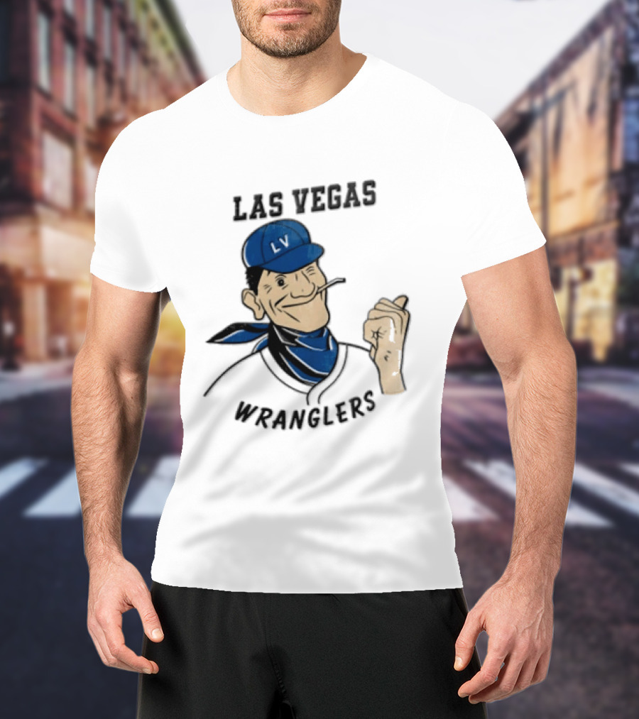 Las Vegas Wranglers Vintage Cartoon Character With Hat And Bandana T-Shirt