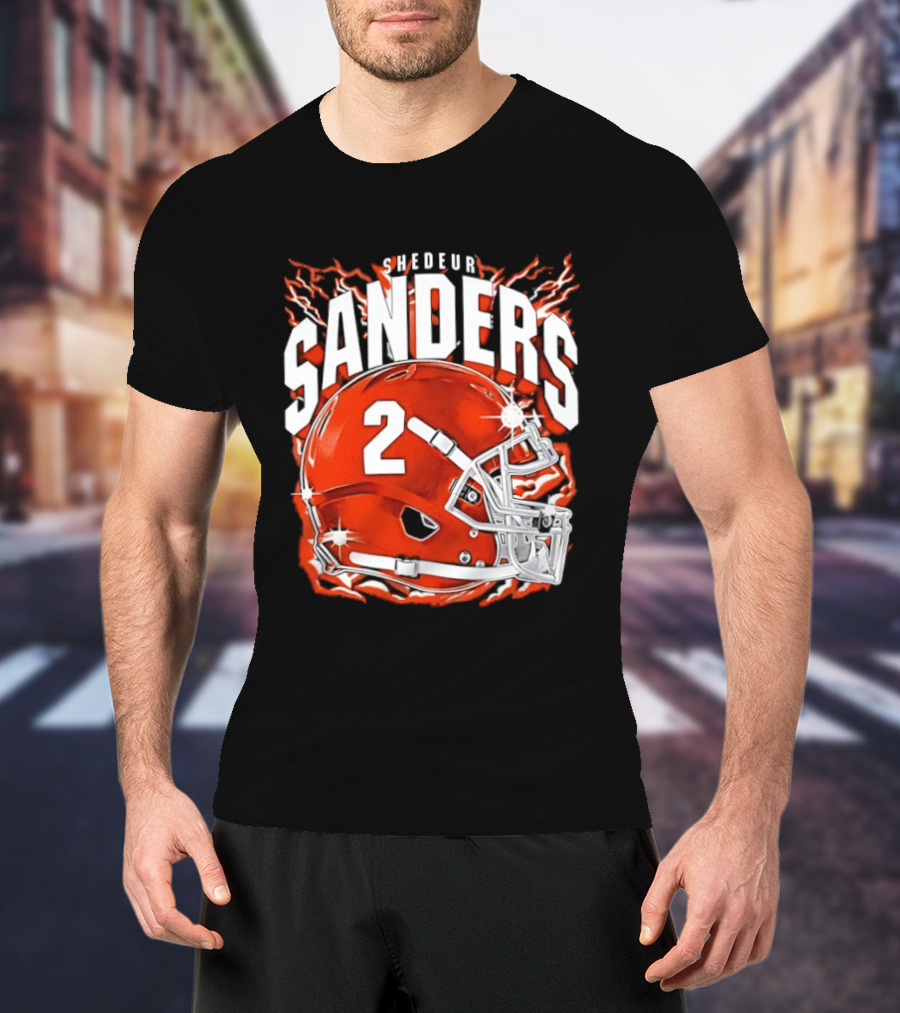 Shedeur Sanders Number 2 Cleveland Browns Helmet T-Shirt