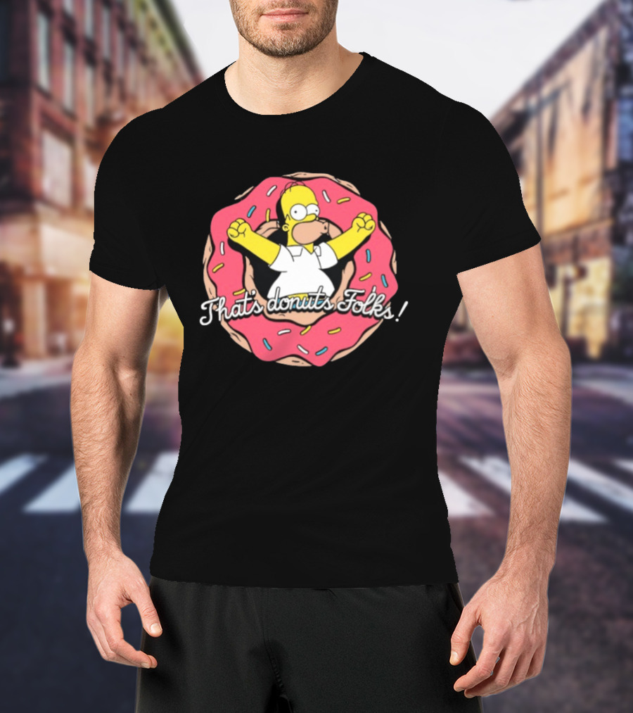 The Simpsons Looney Tunes Homer Simpson That's Donuts Folks Collaboration T-Shirt