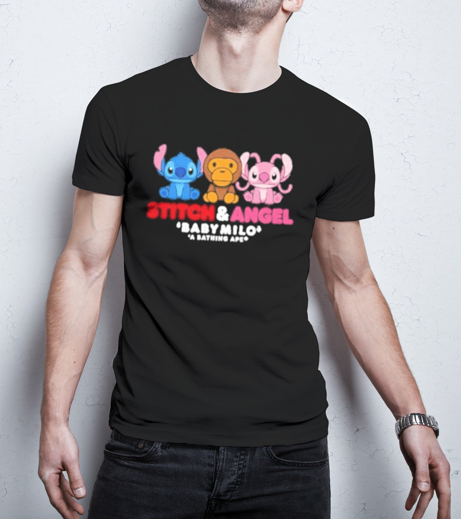 Bape X Disney Stitch Angel Baby Milo Collaboration 2026 T-Shirt