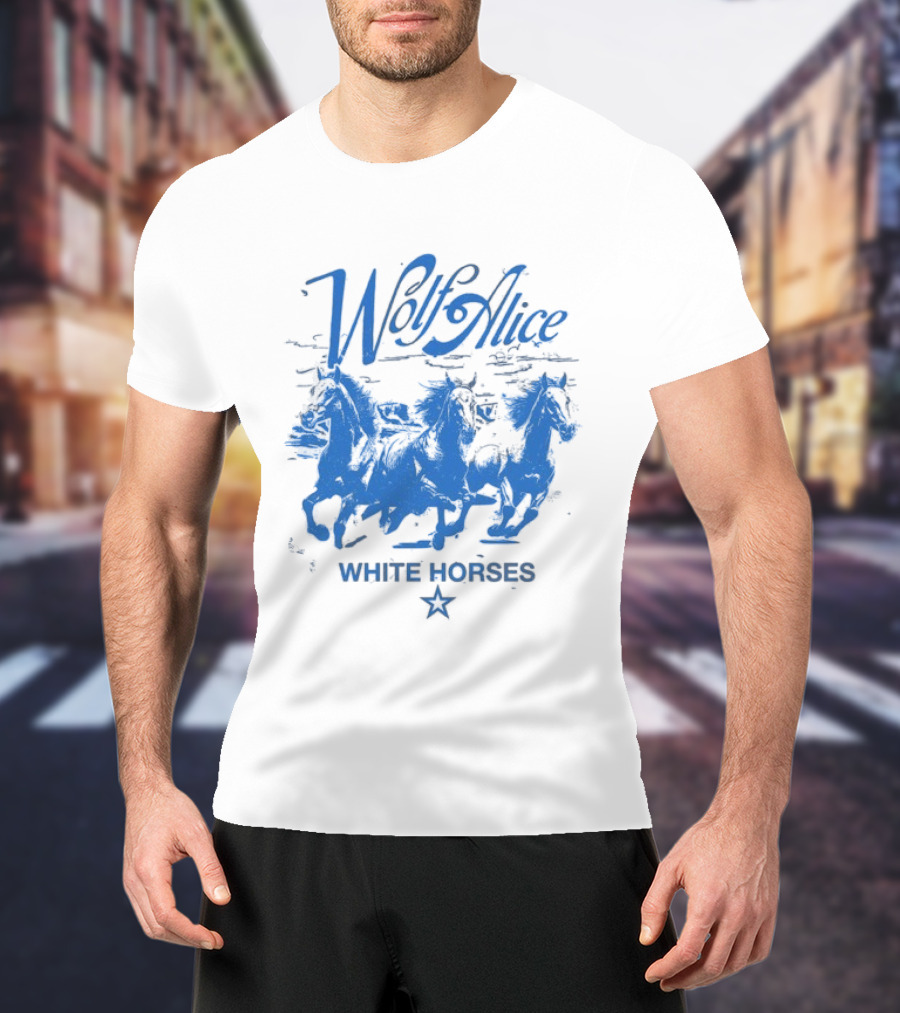 Wolf Alice Blue White Horses Star T-Shirt
