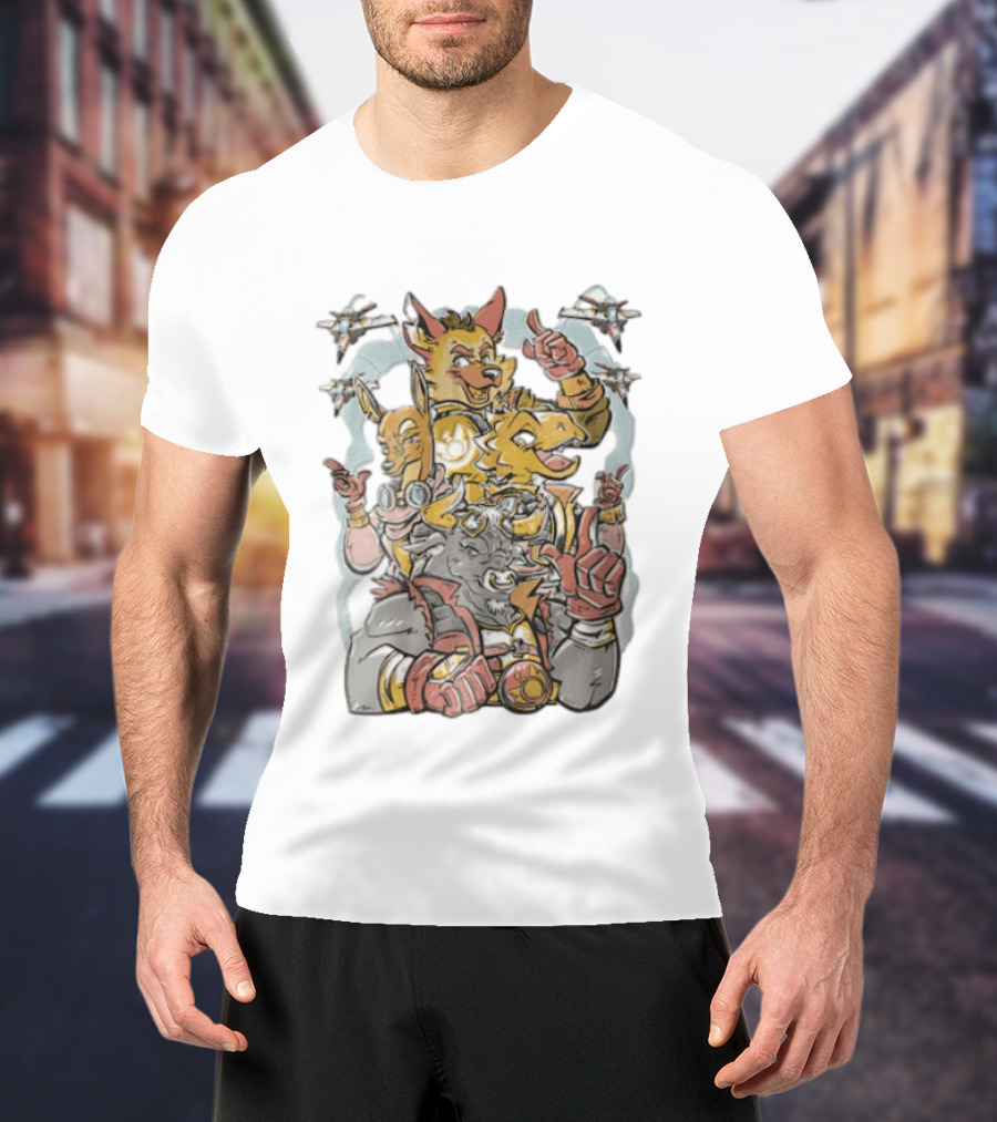 Star Fox Team Characters Thumbs Up Fighter Jets Gaming Adventure T-Shirt