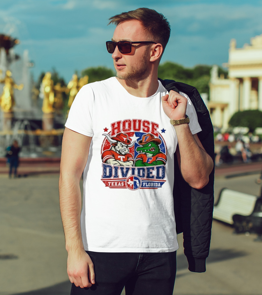 House Divided Texas Florida Longhorns Gators Rivalry Football T-Shirt
