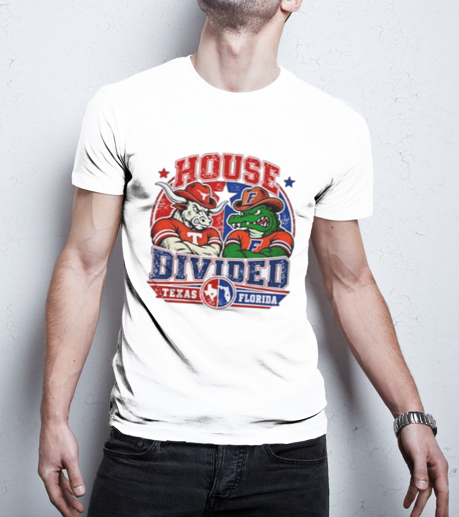 House Divided Texas Florida Longhorns Gators Rivalry Football T-Shirt