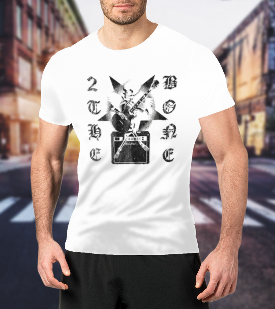 To The Bone Winged Skeleton Playing Guitar On Amplifier T-Shirt