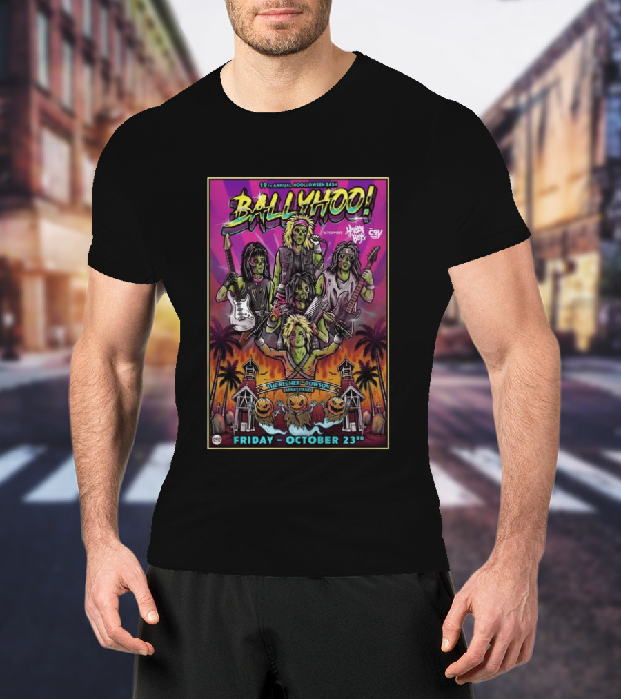 Ballyhoo! 19th Annual Hooloween Bash Recher Towson Friday October 23rd 2026 Halloween Skeleton Zombies T-Shirt