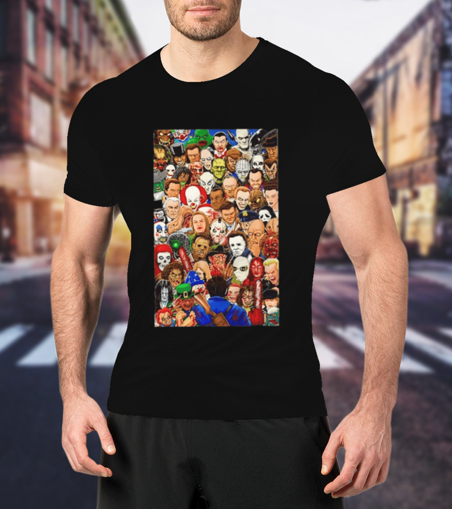 Horror Movie Icons Collage Halloween 2026 Collection T-Shirt