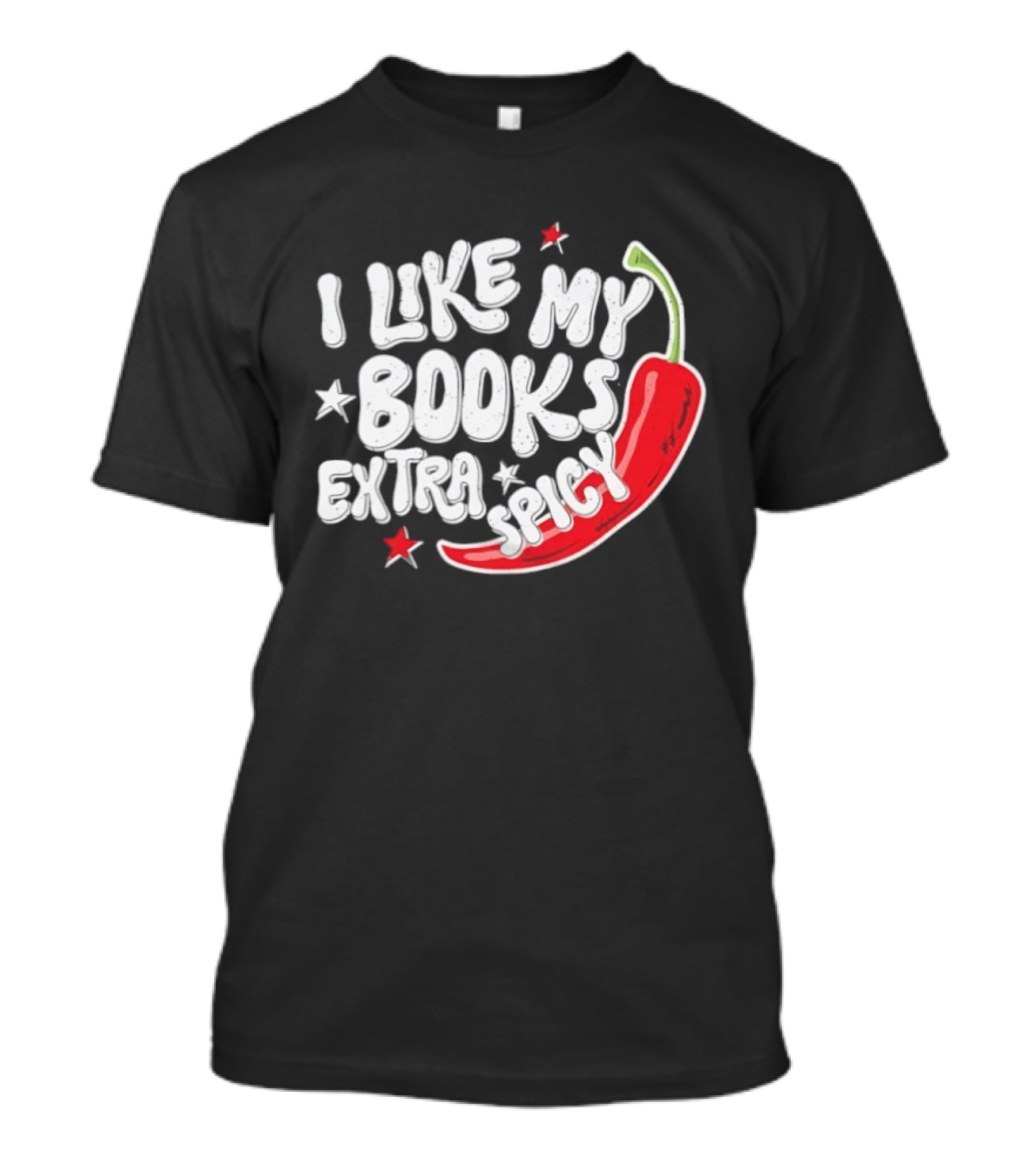 I Like My Books Extra Spicy Pepper Stars T-Shirt
