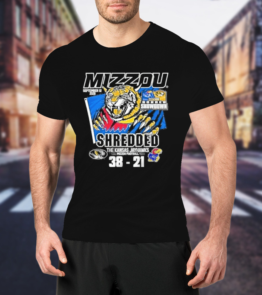 Mizzou Tigers Football Shredded Victory Over KU 2026 Score T-Shirt