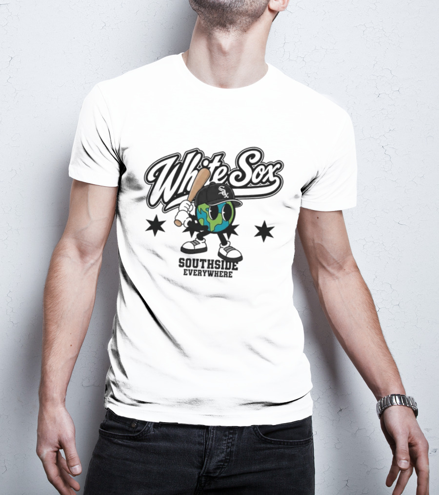 White Sox Southside Everywhere 2026 Baseball Player Earth T-Shirt