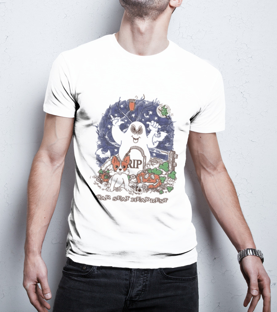 Car Seat Headrest Halloween Ghost Cat Pumpkin 2026 T-Shirt