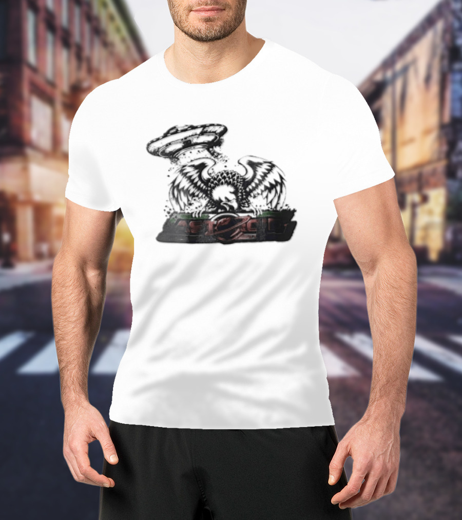 Eagle Spreading Wings With UFO Above T-Shirt