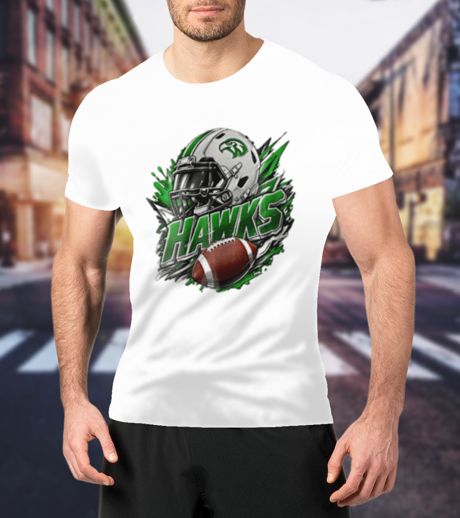 Hawks White Football Helmet Green Hawk Football Sports Fan Gear T-Shirt