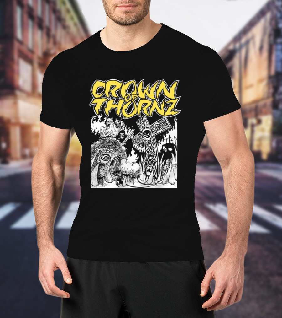 Crown Of Thornz Beyond Human Store No Remorse Graphic Text Cross T-Shirt