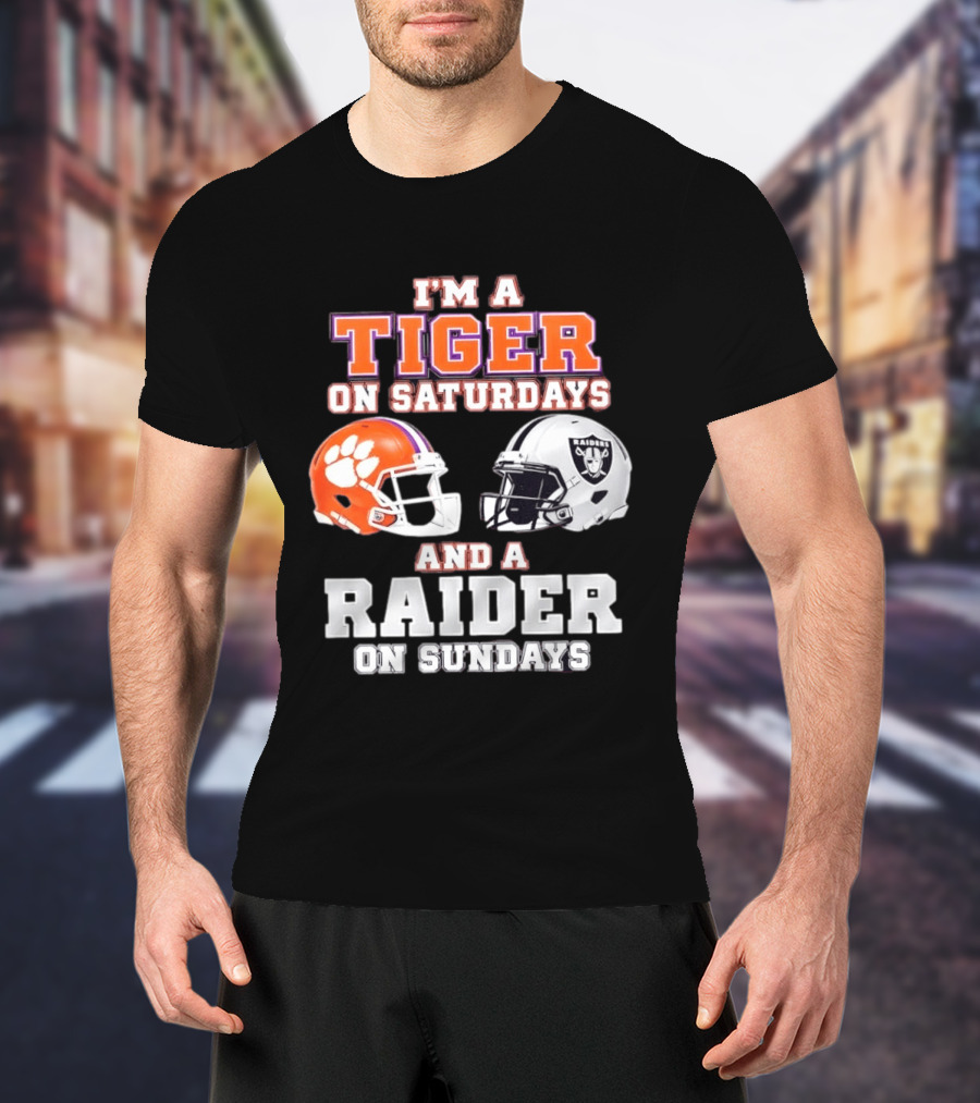 Clemson Tiger Saturdays Raider Sundays Football Fan Helmets T-Shirt