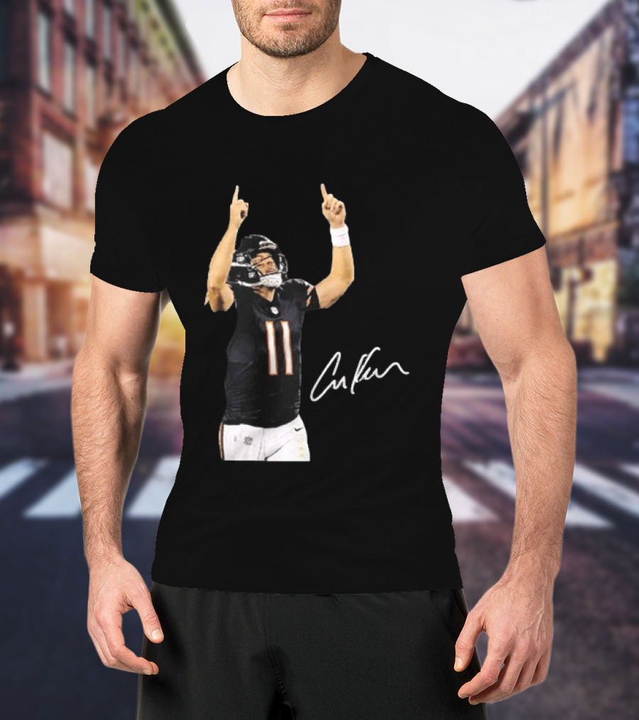 Case Keenum 11 Chicago Bears Football Player Signature Pointing Up T-Shirt