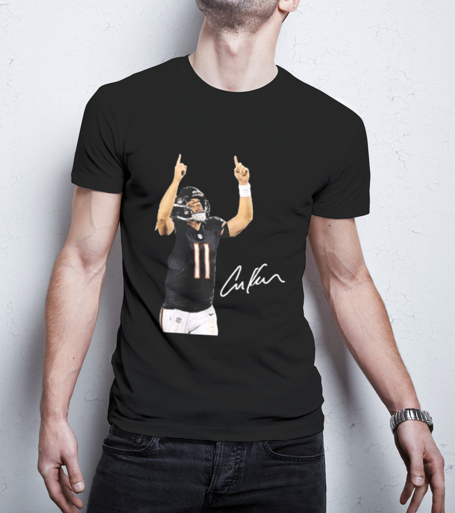 Case Keenum 11 Chicago Bears Football Player Signature Pointing Up T-Shirt
