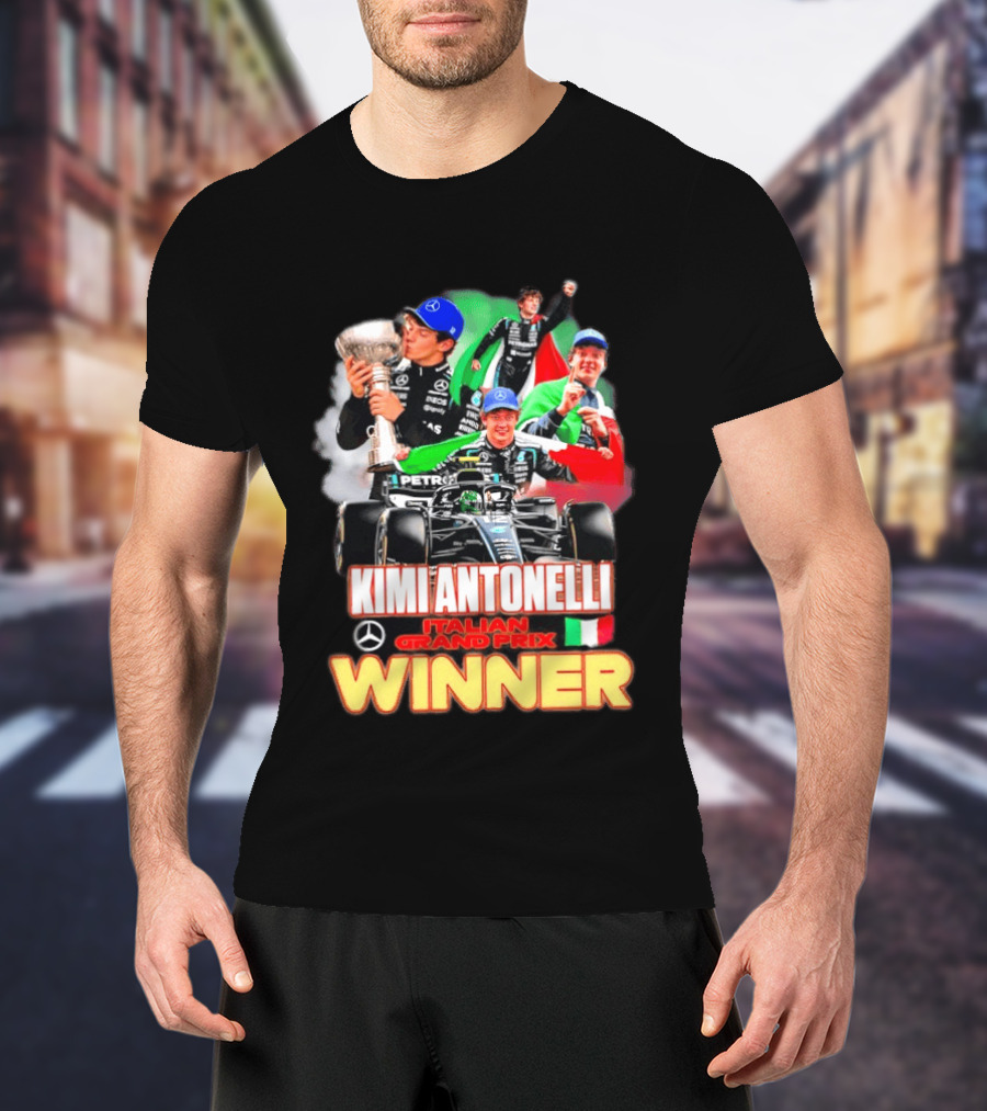 Kimi Antonelli Italian Grand Prix Winner Mercedes Racing Celebration T-Shirt