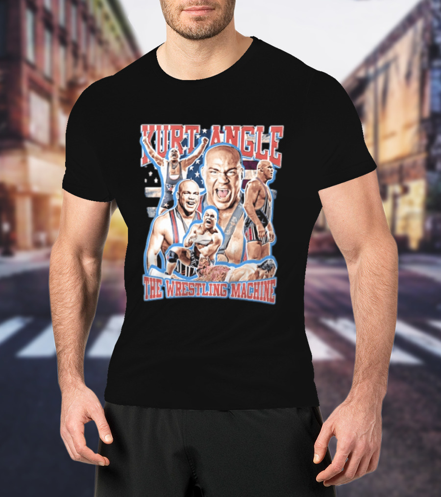 Kurt Angle The Wrestling Machine Bald Wrestler In Singlet Multiple Images T-Shirt