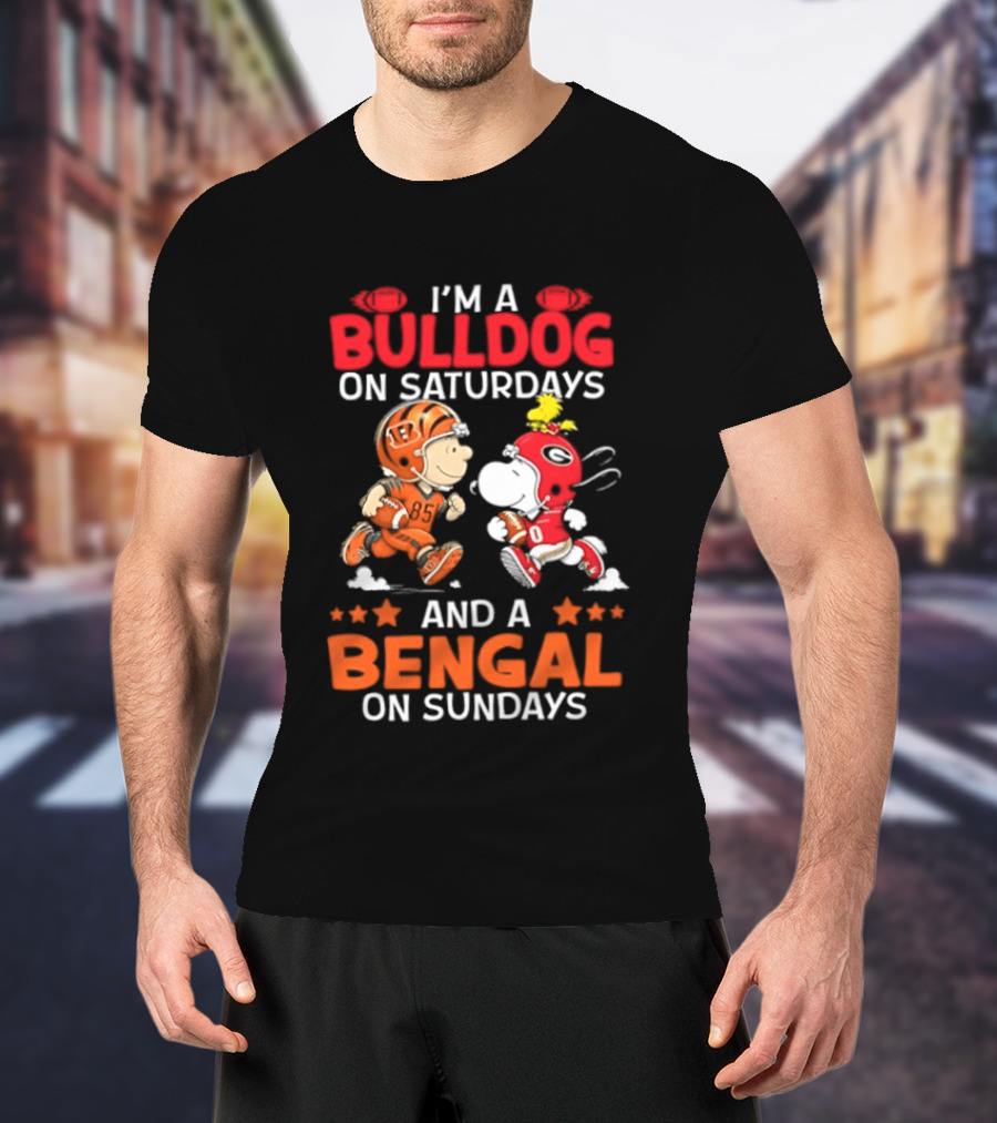 I'm A Bulldog On Saturdays And A Bengal On Sundays Snoopy Charlie Brown T-Shirt